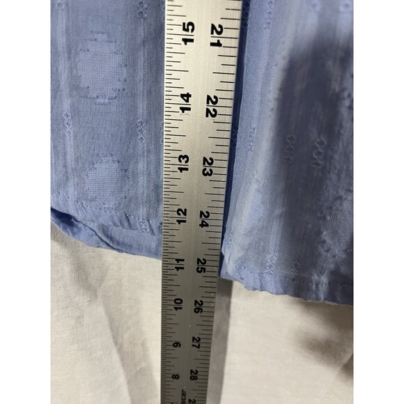 Hester & Orchard Women's Large Short Sleeve Blue Button Down Blouse - Picture 7 of 7